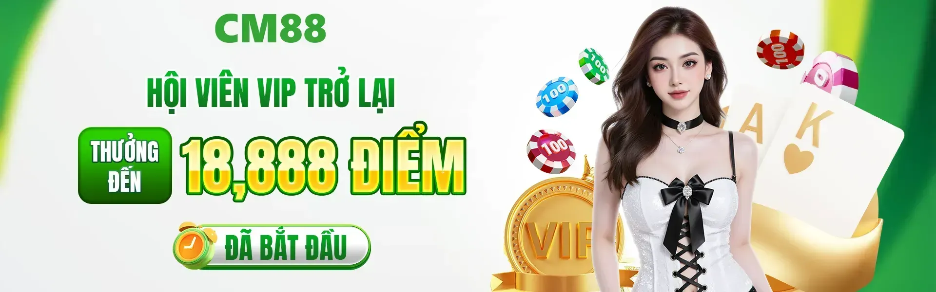 Hội viên VIP tái ngộ CM88 trong dịp này có thể nhận phần thưởng hấp dẫn tối đa 18,888 điểm.